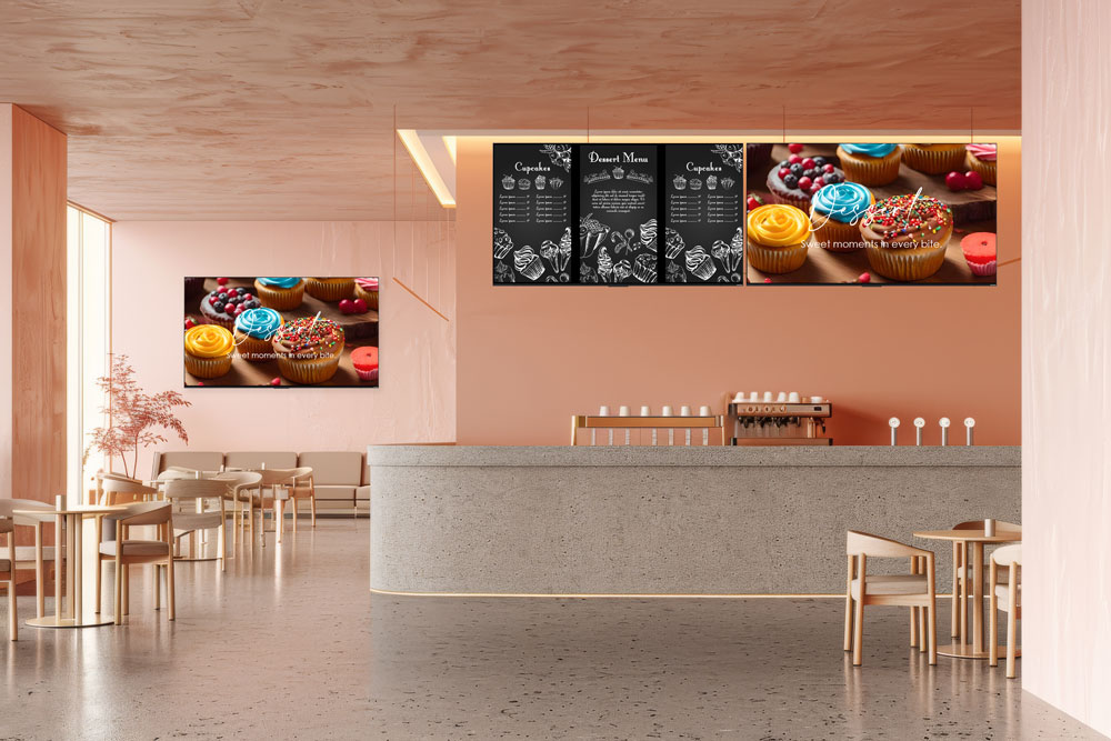 Menu w kawiarni na monitorze interaktywnym